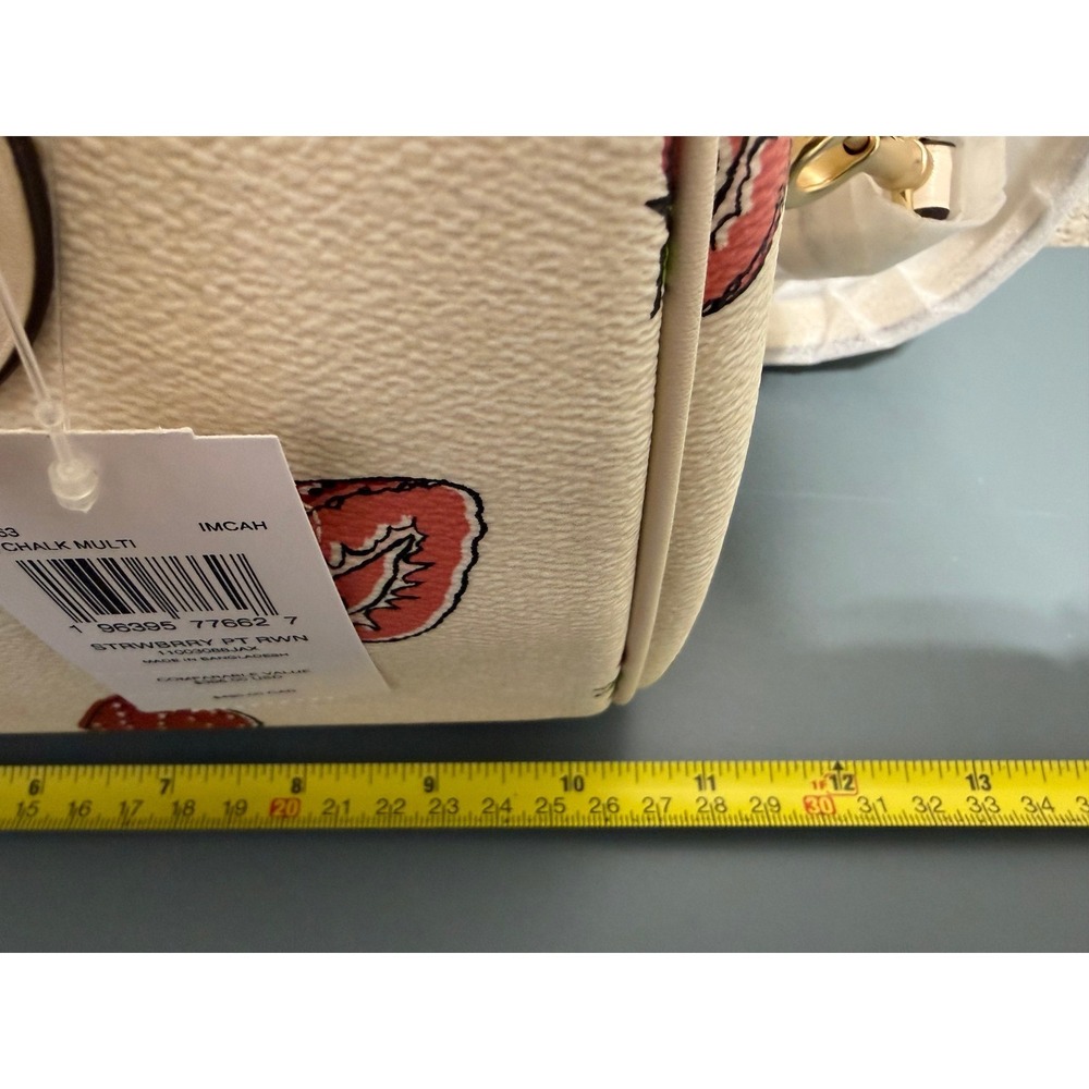 Coach Rowan Satchel Chalk Multi Strawberry Print Leather Crossbody Bag NEW - Picture 10 of 16